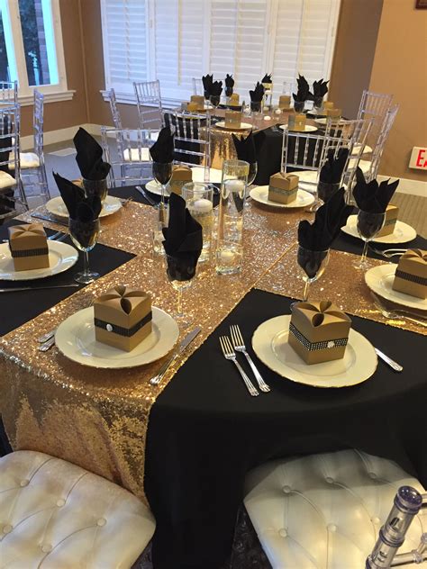 black and gold party decor